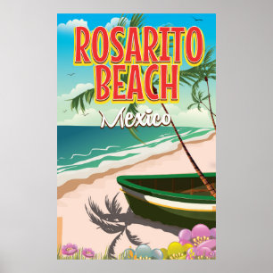 Póster Afiche de viaje mexicano Rosarito Beach