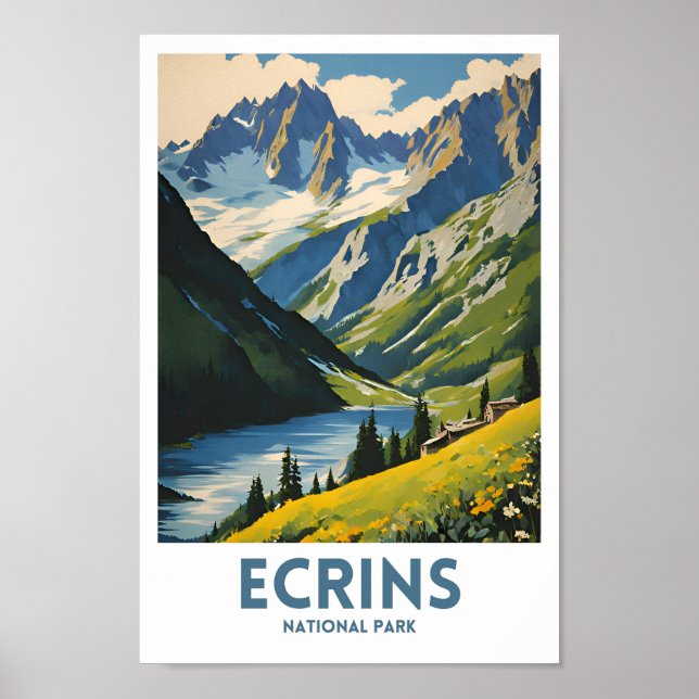 Póster Afiche de viaje mínimo del Parque Nacional Ecrins (Frente)