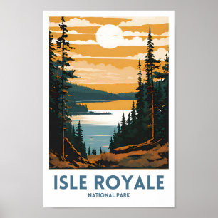 Póster Afiche de viaje mínimo del Parque Nacional Isle Ro