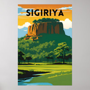 Póster Afiche de viaje mínimo para sigiriya