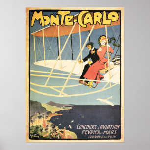 Póster Afiche de viaje MONTE CARLO MONACO Art Decó