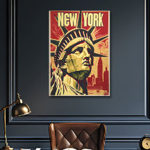 Afiche de viaje nostálgico de Nueva York