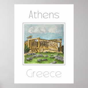 Póster Afiche de viaje para Atenas Grecia