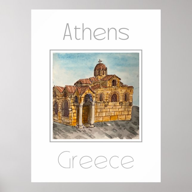 Póster Afiche de viaje para Atenas Grecia (Frente)