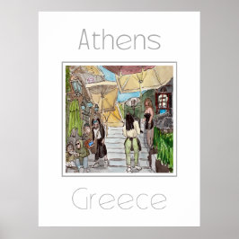 Póster Afiche de viaje para Atenas Grecia