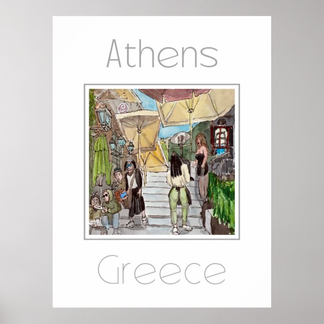 Póster Afiche de viaje para Atenas Grecia (Frente)