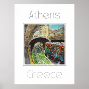 Póster Afiche de viaje para Atenas Grecia