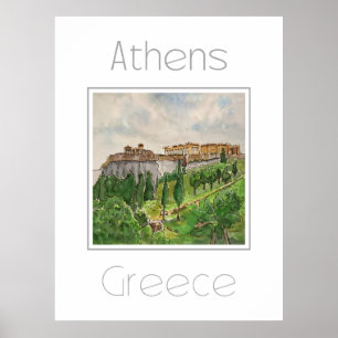 Póster Afiche de viaje para Atenas Grecia