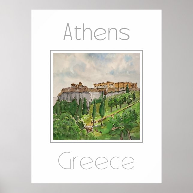 Póster Afiche de viaje para Atenas Grecia (Frente)