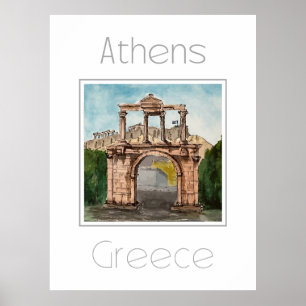 Póster Afiche de viaje para Atenas Grecia