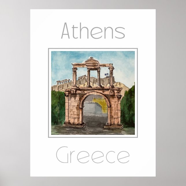 Póster Afiche de viaje para Atenas Grecia (Frente)