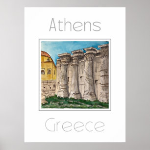 Póster Afiche de viaje para Atenas Grecia