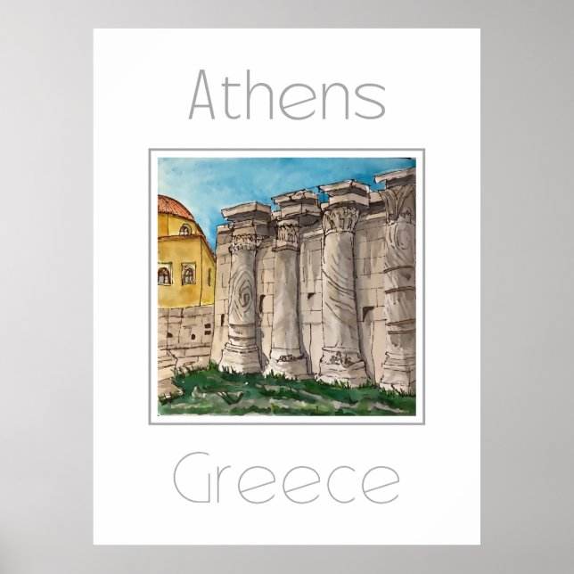Póster Afiche de viaje para Atenas Grecia (Frente)
