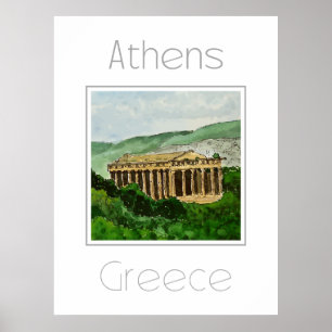 Póster Afiche de viaje para Atenas Grecia