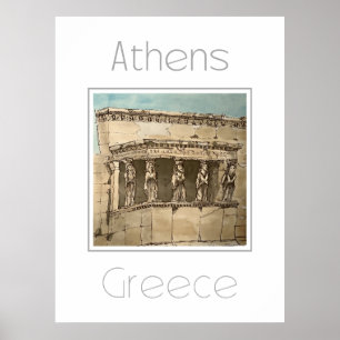Póster Afiche de viaje para Atenas Grecia