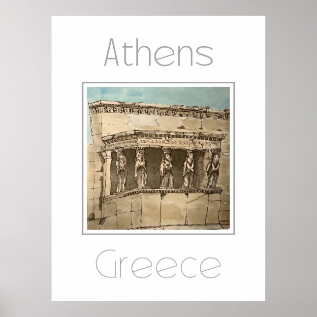 Póster Afiche de viaje para Atenas Grecia (Frente)