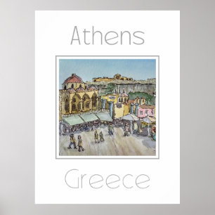 Póster Afiche de viaje para Atenas Grecia