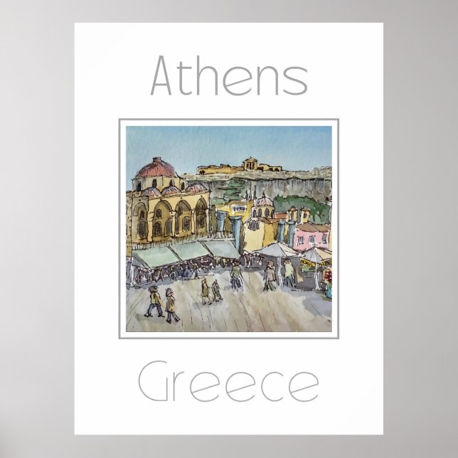 Póster Afiche de viaje para Atenas Grecia (Frente)