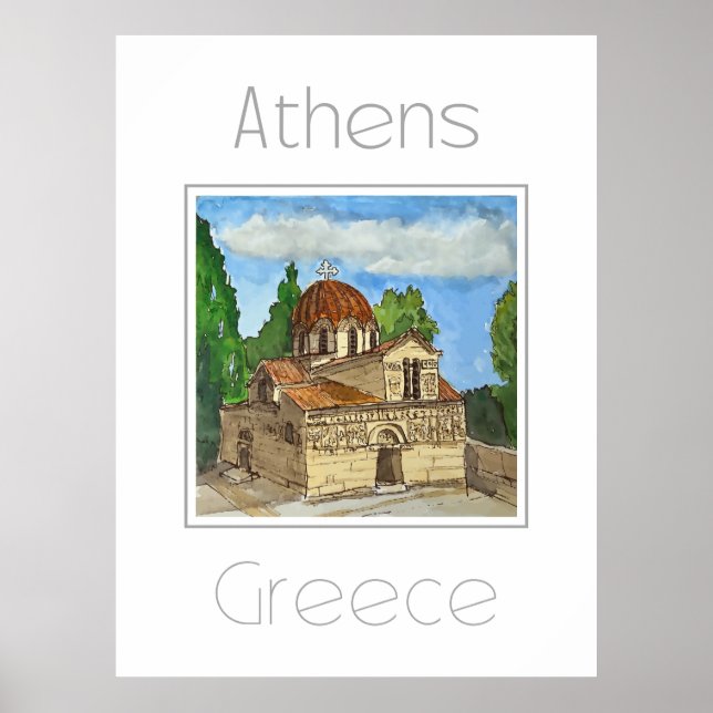 Póster Afiche de viaje para Atenas Grecia (Frente)