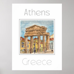 Póster Afiche de viaje para Atenas Grecia