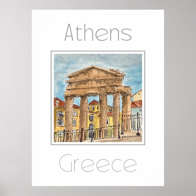 Póster Afiche de viaje para Atenas Grecia (Frente)