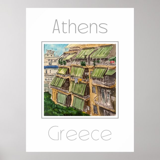Póster Afiche de viaje para Atenas Grecia (Frente)