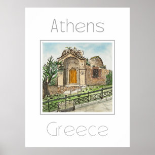 Póster Afiche de viaje para Atenas Grecia
