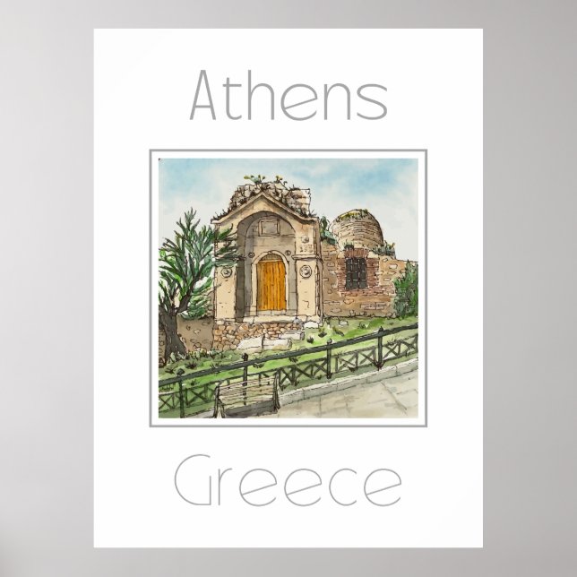Póster Afiche de viaje para Atenas Grecia (Frente)