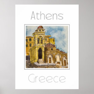 Póster Afiche de viaje para Atenas Grecia