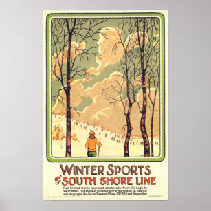 Póster Afiche de Viaje para Deportes de Invierno