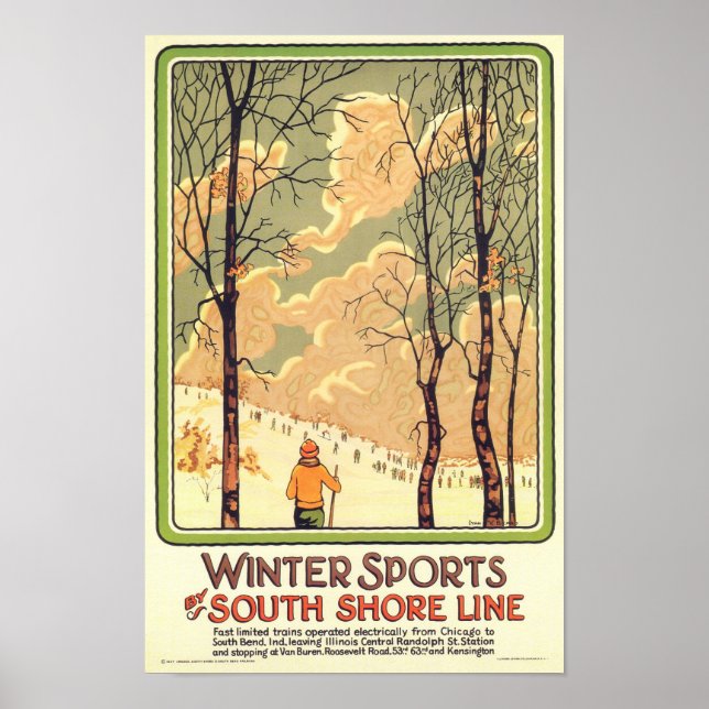 Póster Afiche de Viaje para Deportes de Invierno (Frente)