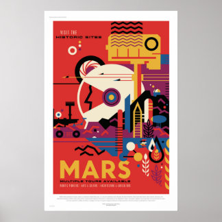 Póster Afiche de viaje para el futuro de la NASA Visita a