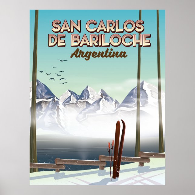 Póster Afiche de viaje para esquí de San Carlos de Barilo (Frente)