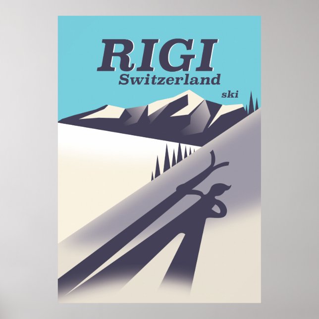 Póster Afiche de viaje para esquiar Rigi Suiza (Frente)
