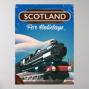 Póster Afiche de viaje para Locomotoras de Escocia