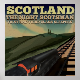 Póster Afiche de viaje para locomotoras en Escocia