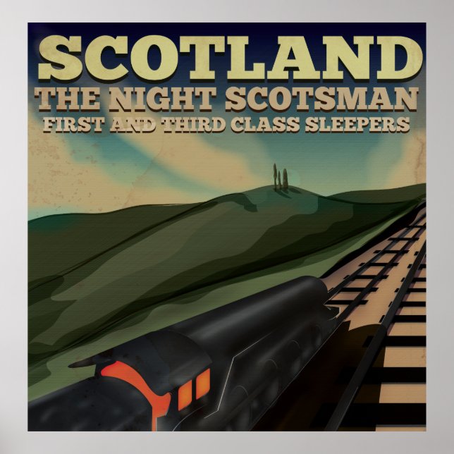 Póster Afiche de viaje para locomotoras en Escocia (Frente)