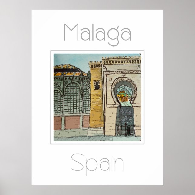Póster Afiche de viaje para Málaga España (Frente)