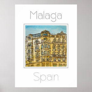 Póster Afiche de viaje para Málaga España