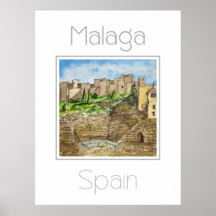 Póster Afiche de viaje para Málaga España