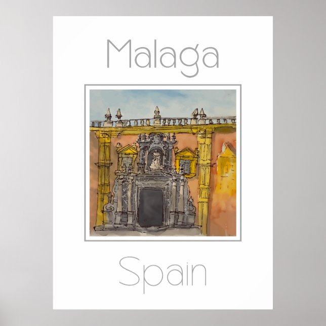 Póster Afiche de viaje para Málaga España (Frente)