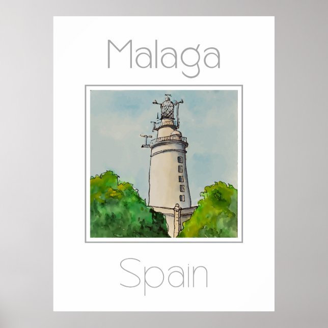 Póster Afiche de viaje para Málaga España (Frente)