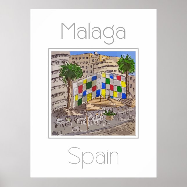 Póster Afiche de viaje para Málaga España (Frente)
