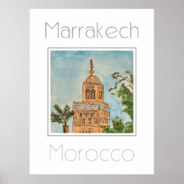 Póster Afiche de viaje para Marruecos de Marrakech