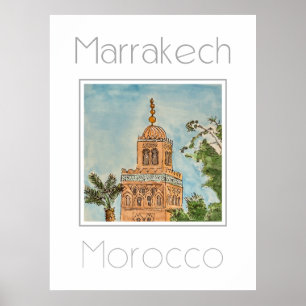 Póster Afiche de viaje para Marruecos de Marrakech