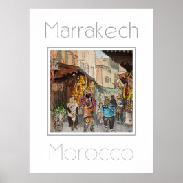 Póster Afiche de viaje para Marruecos de Marrakech