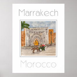 Póster Afiche de viaje para Marruecos de Marrakech