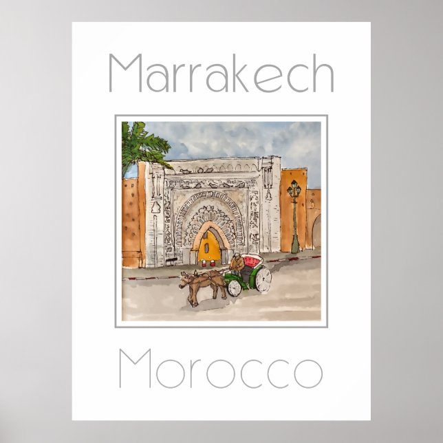 Póster Afiche de viaje para Marruecos de Marrakech (Frente)