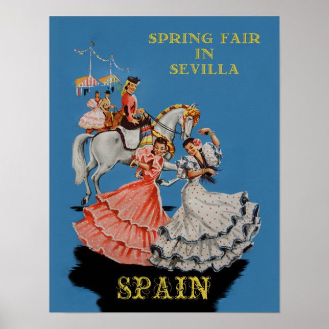 Póster Afiche de viaje para Sevilla, España (Frente)