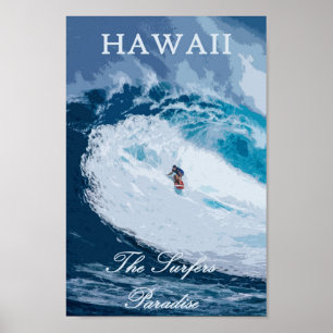 Póster Afiche de viaje para surfistas de Hawái